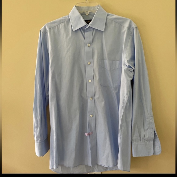 EUC CLUB ROOM MACY REGULAR FIT 15 32-33 men button dress shirt FRENCH Light BLUE - Picture 1 of 3